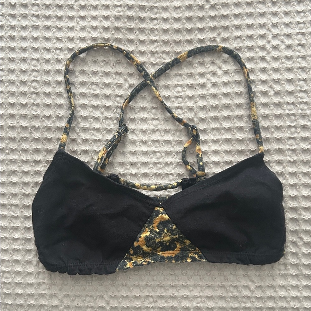 RVCA Black and Yellow Patterned Bandeau